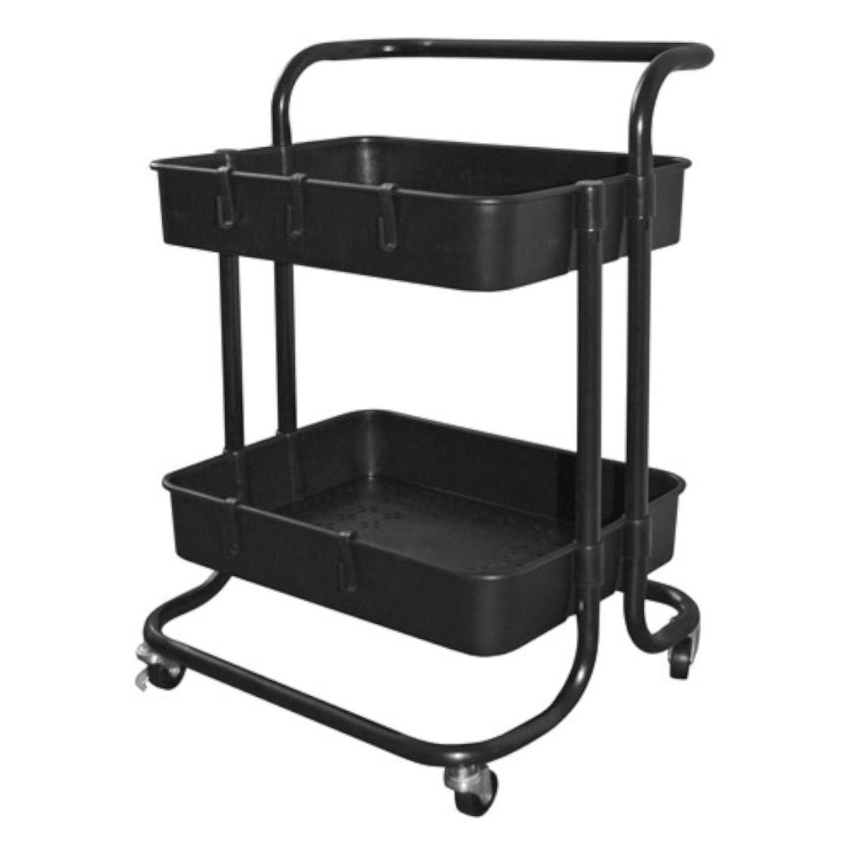 Этажерка на колесах Modern Home Comfort 2 яруса 41х39х59 см Черный (WW01356-BL)