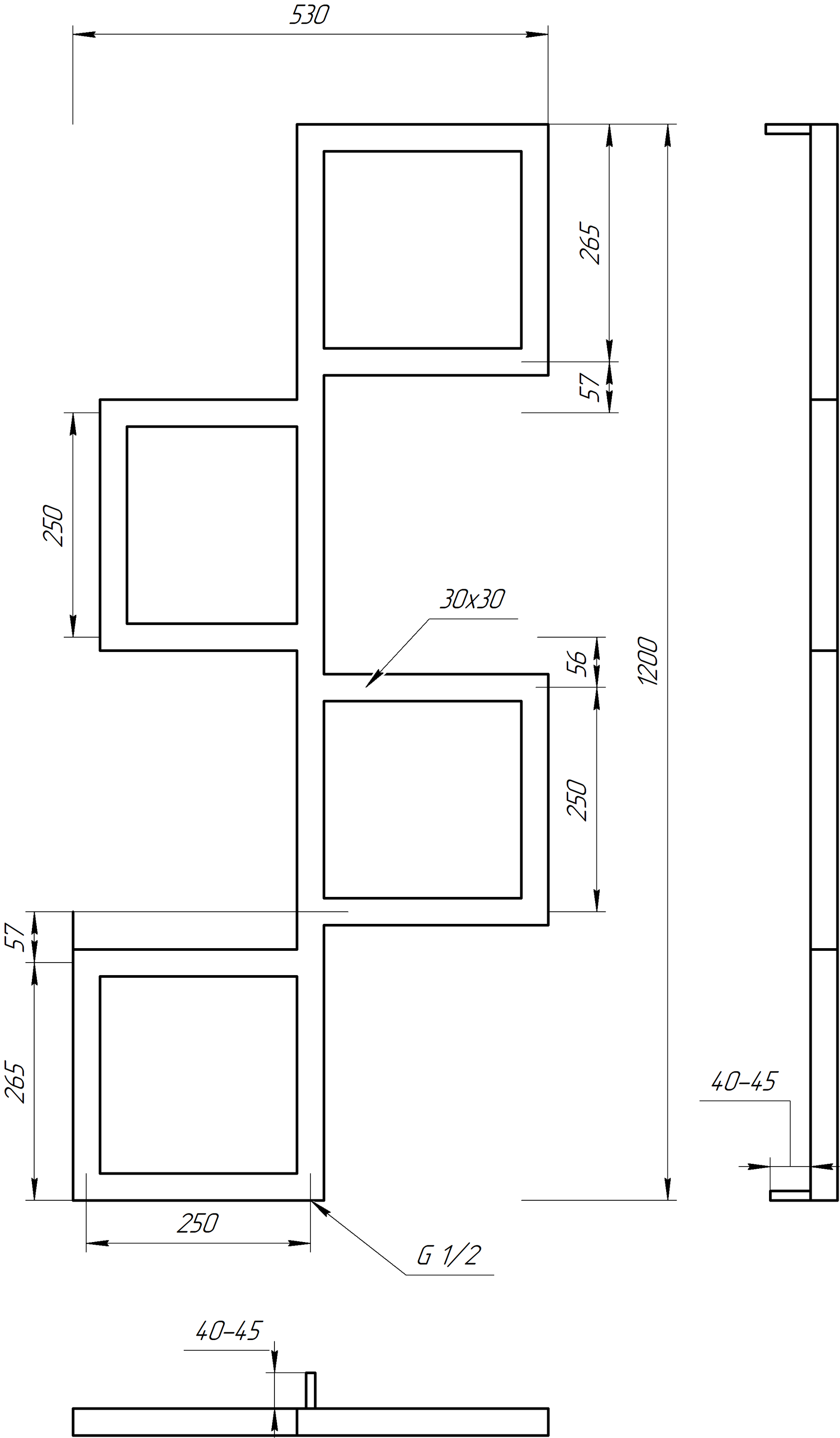 Полотенцесушитель электрический Genesis Aqua Fito 120x53 см Черный (2435) - фото 4