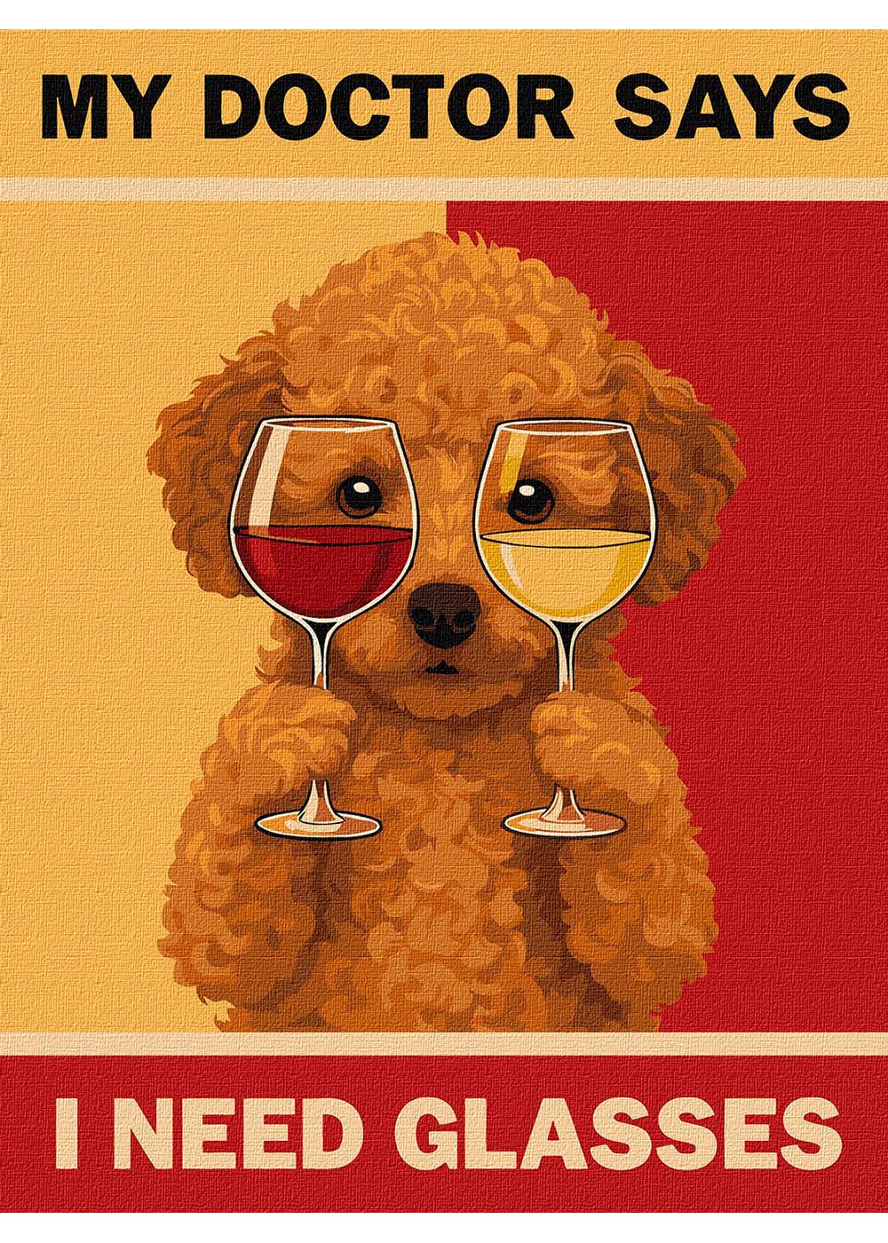 Картина по номерам Ideyka Постер Пудель и очки 30х40 см (KHO6803)