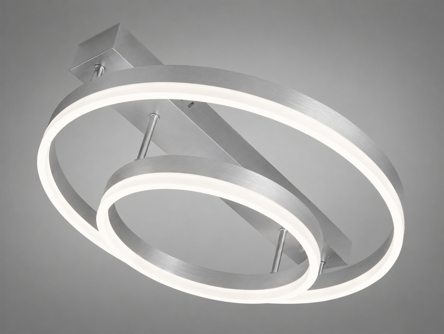 Люстра потолочная LED 2 кольца/пульт/диммер/60W Хром матовый (2537NEW HR dimmer)