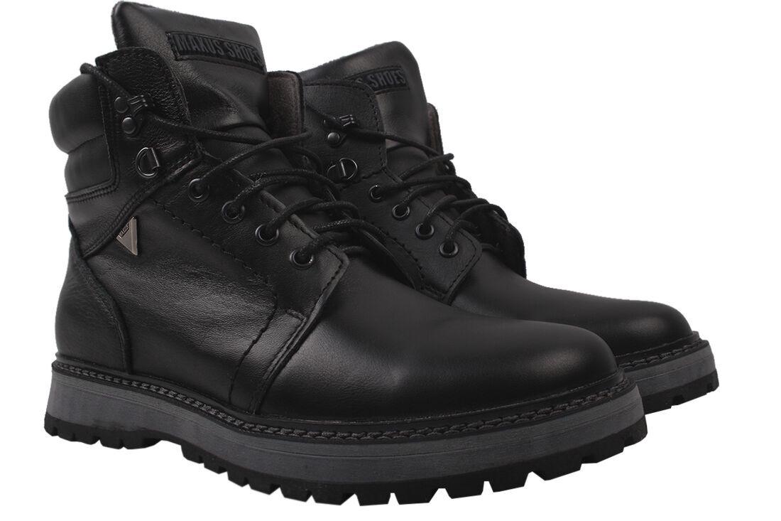 Ботинки мужские Maxus из кожи на низком ходу на шнуровке р. 43 Черный (20-9/23ZHC)