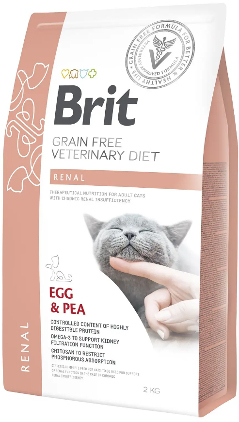 Сухий корм для котів при захворюваннях нирок Brit GF Veterinary Diet Renal з яйцем 2 кг (1789927837)