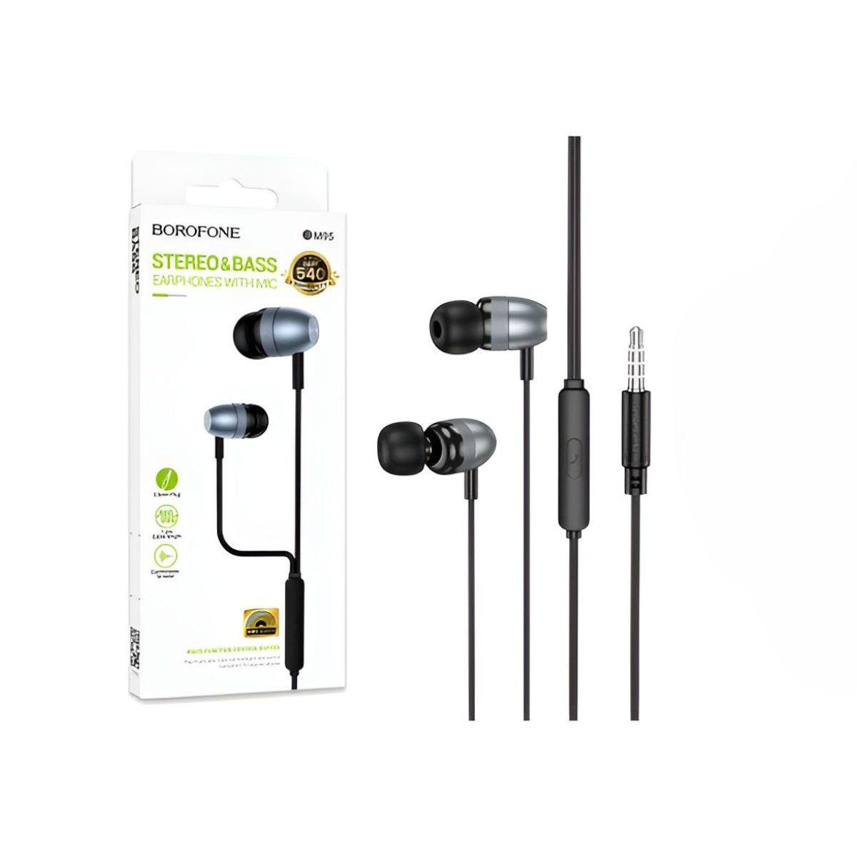 Навушники HiFi Borofone BM95 дротові 3,5 мм Jack 16 Ом та 20 Гц Сірий (25453380)