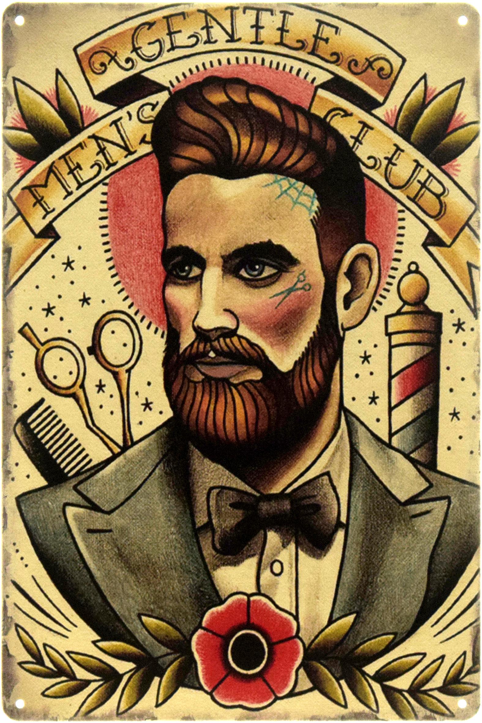 Табличка металлическая "Barber Shop Gentle Men's Club" 20x30 см (ms-104548)