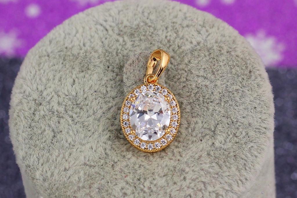 Кулон Xuping Jewelry Овальный камень в ободке из фианитов 1,5 см Золотистый