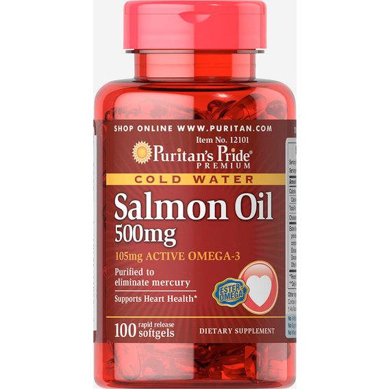 Жир лосося Puritan's Pride Omega-3 Salmon Oil 500 мг 100 Softgels Жир лосося Puritan's Pride Omega-3 Salmon Oil 500 мг 100 Softgels