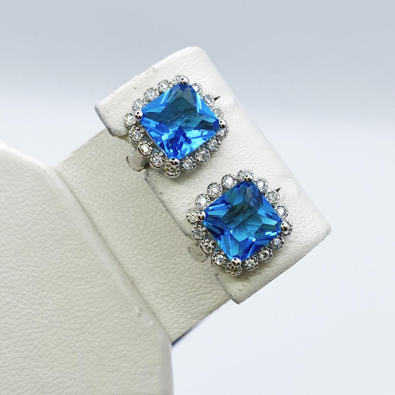 Серьги серебряные с аквамариновым кварцем 4,64 г (2182394966)