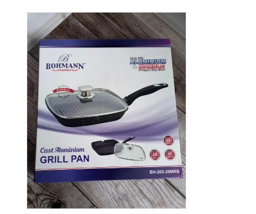 Сковорода-гриль Bohmann із кришкою для стейків антипригарна 28 см (BH-205-28 28) - фото 3