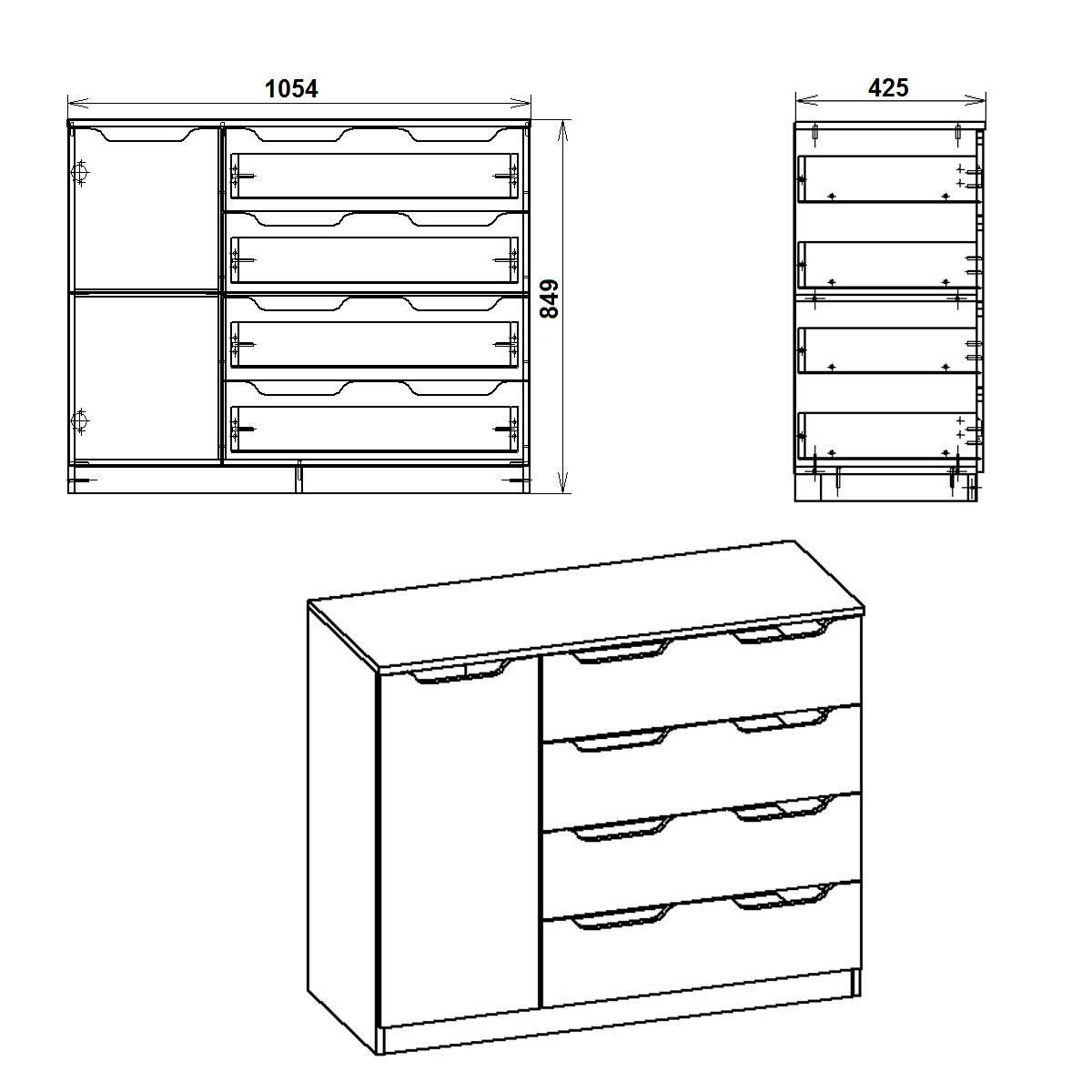 Комод Компаніт 4+1М 1054х849х425 мм Ольха (12317901) - фото 2