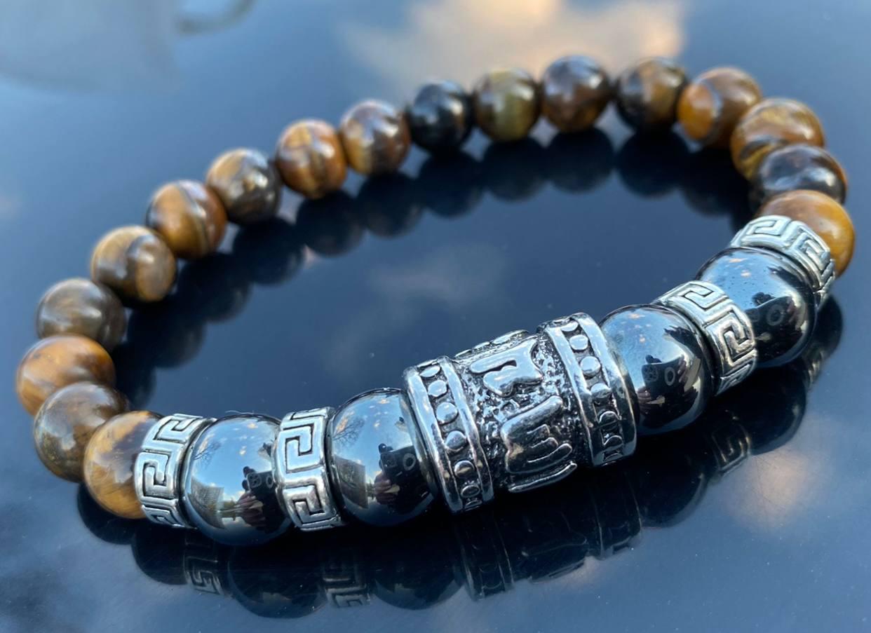 Браслет LITAURS из натурального камня тигровый глаз и металлическими вставками М 15-17 см (24116) - фото 4 Браслет LITAURS из натурального камня тигровый глаз и металлическими вставками М 15-17 см (24116) - фото 4