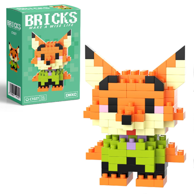 Конструктор фигурка BRICKS пиксели Лис Ник Крутихвост Зоотрополис 144 деталей (C1027)