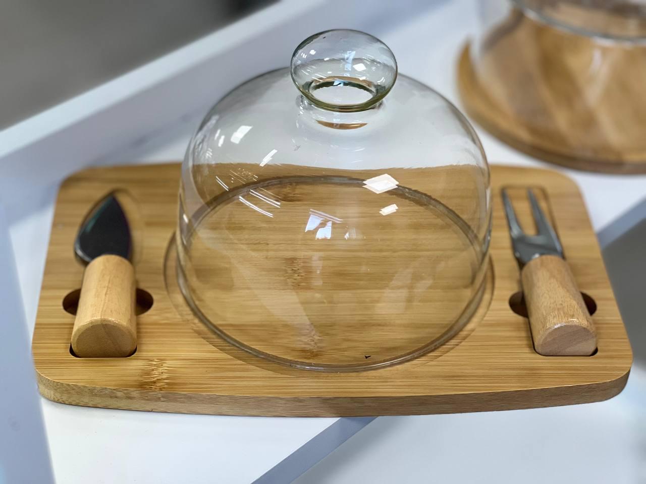 Сырница с крышкой и ножом Круглая Прозрачная (102-1259)