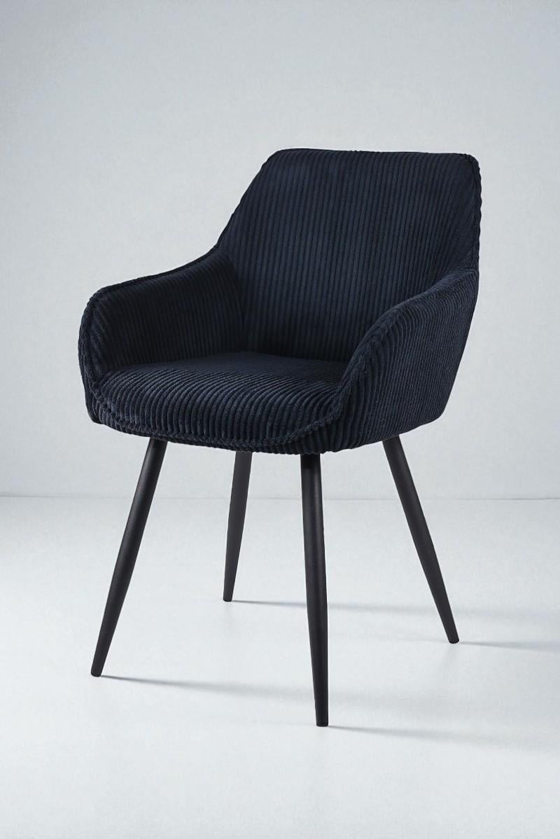 Обеденный стул со спинкой Линн М-240 с подлокотниками вельвет 850х580х580 мм Черный (6241)