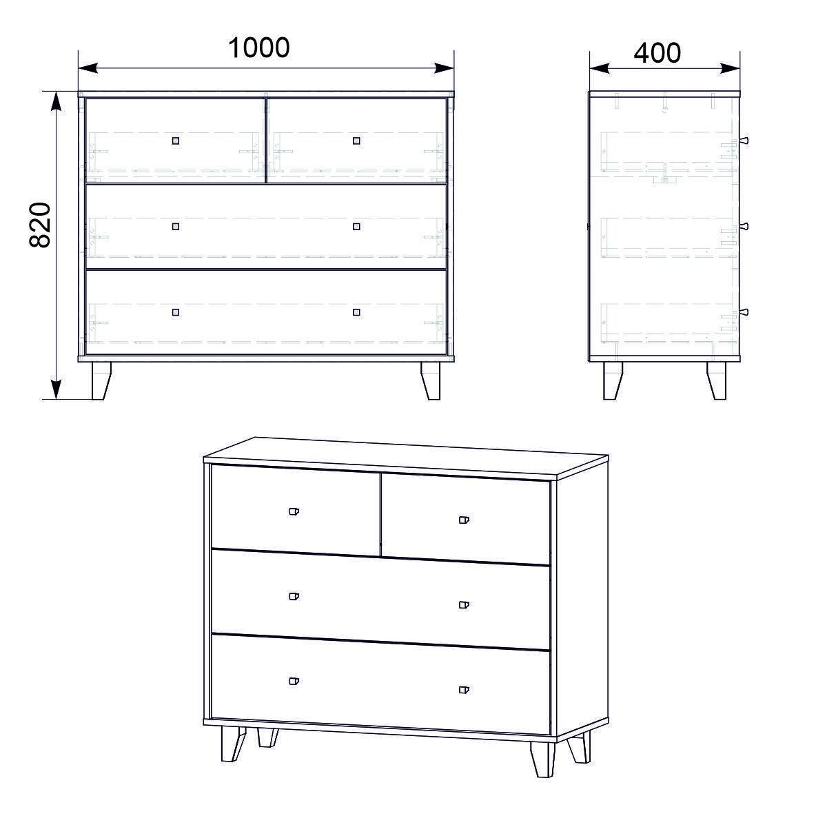 Комод для ванної Компаніт 22 4 шухляди 100х40х82 см Венге темний (13350001) - фото 2
