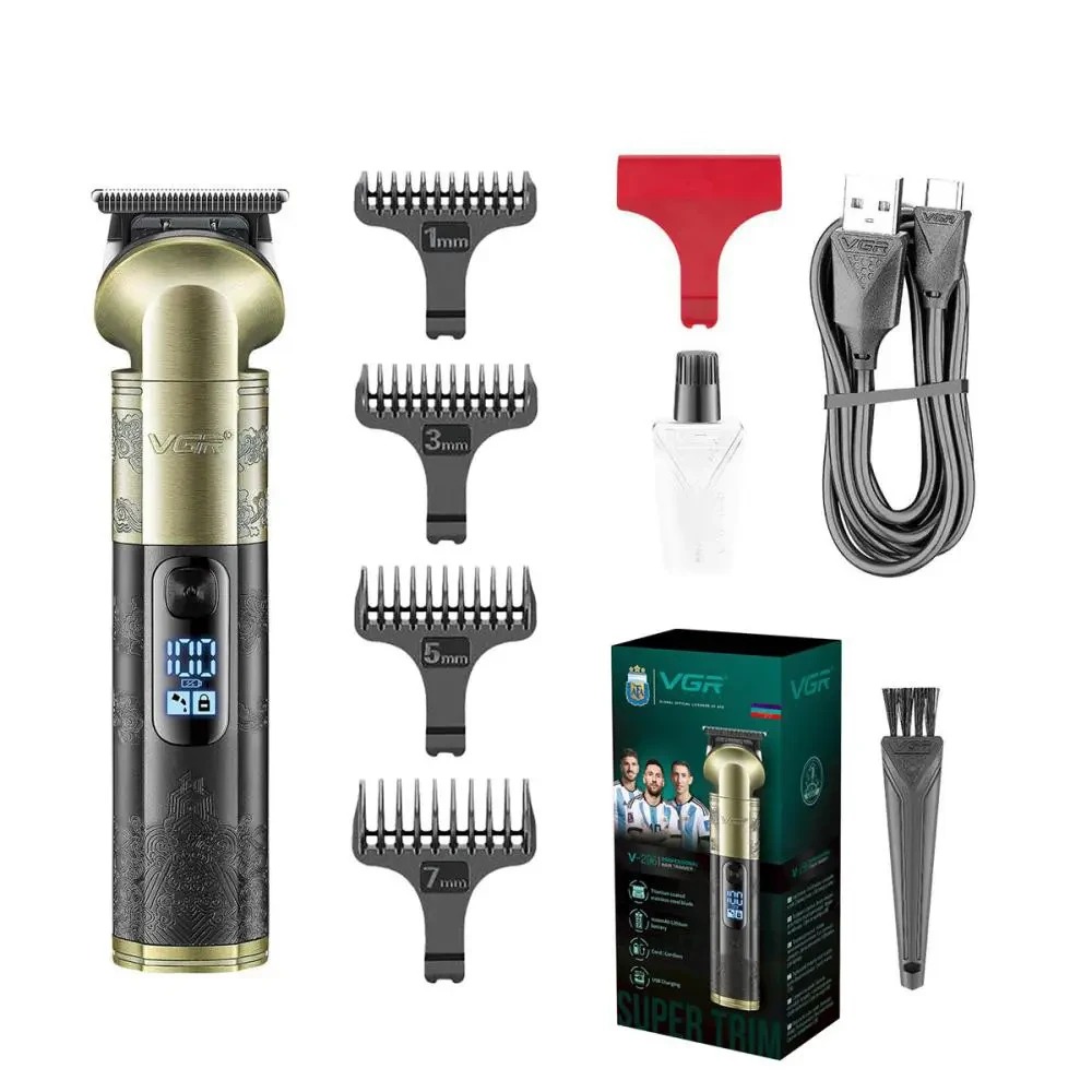 Машинка для стрижки беспроводная VGR V-296 с насадками и дисплеем (9985)