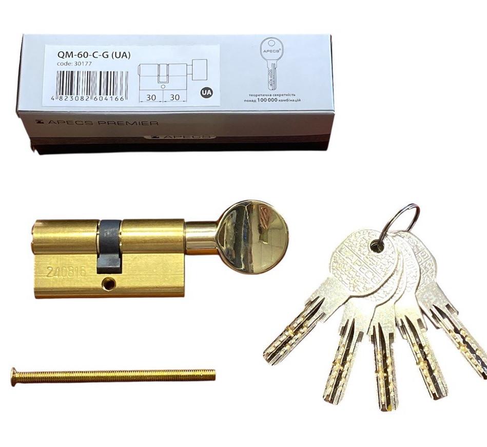Циліндр для замків Apecs Premier QM 60 мм C G (5383) - фото 2