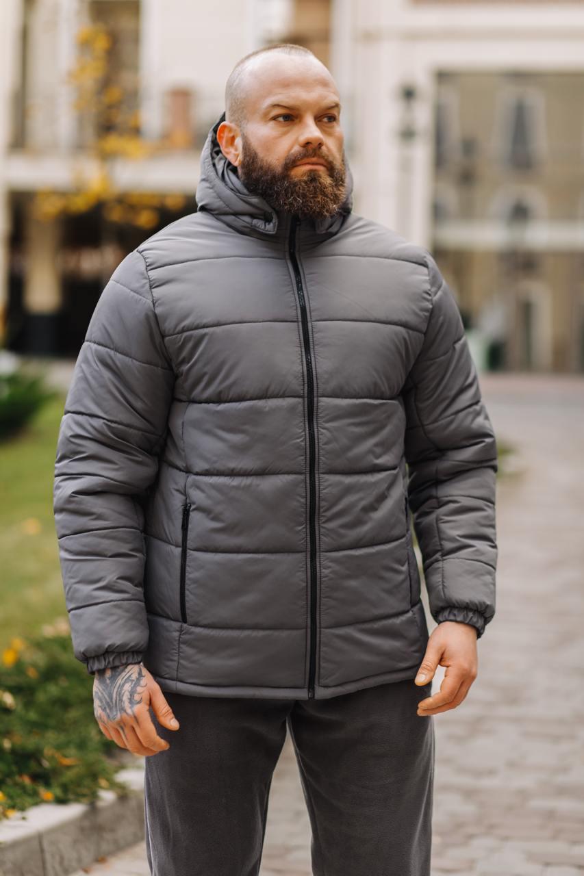 Куртка мужская зимняя с капюшоном теплая M Серый (D0047/2/2) - фото 2 Куртка мужская зимняя с капюшоном теплая M Серый (D0047/2/2) - фото 2