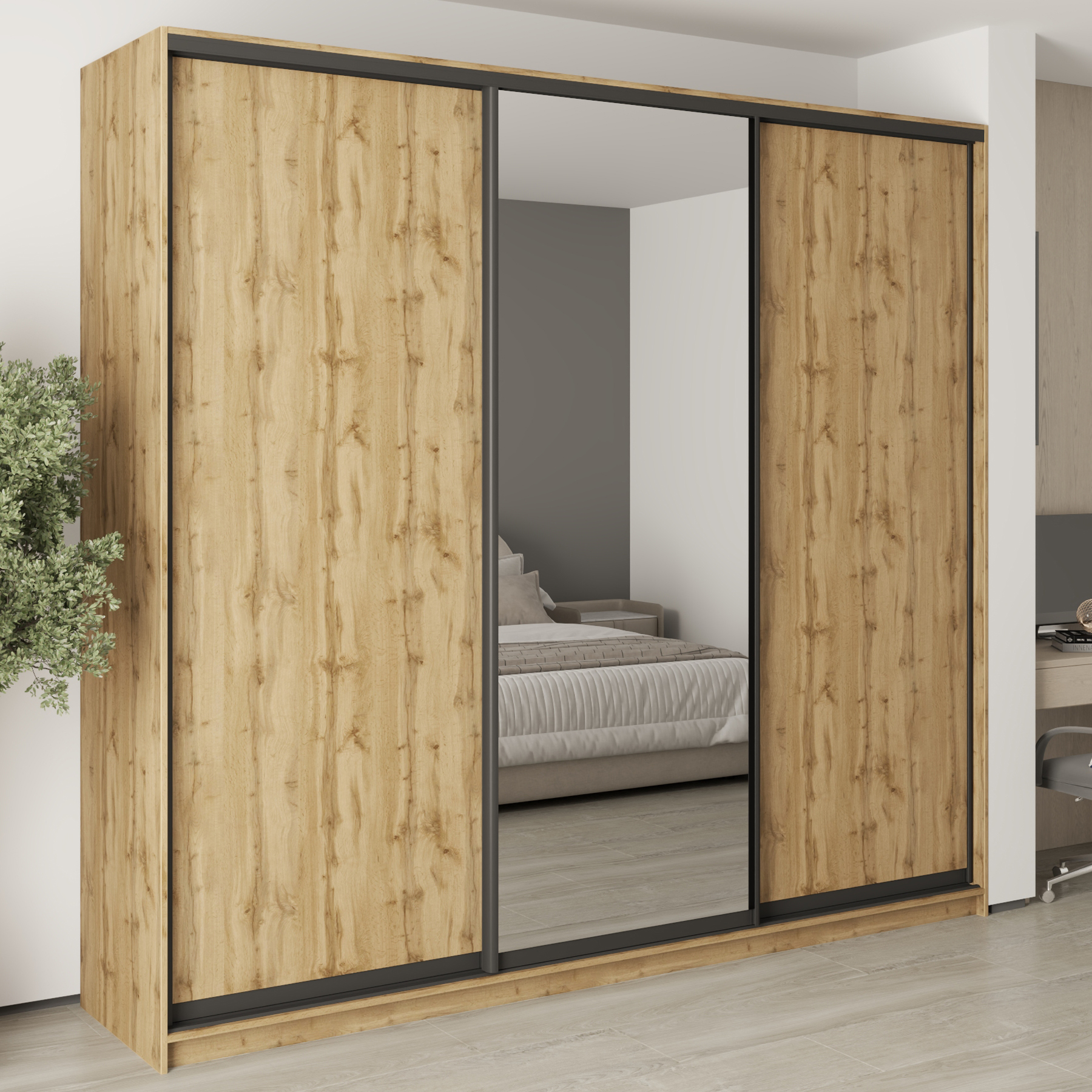 Шкаф-купе трехдверный Mebel Star Комбо BG MBS-9766 260х60х240 см Дуб тахо (1009755) Шкаф-купе трехдверный Mebel Star Комбо BG MBS-9766 260х60х240 см Дуб тахо (1009755)