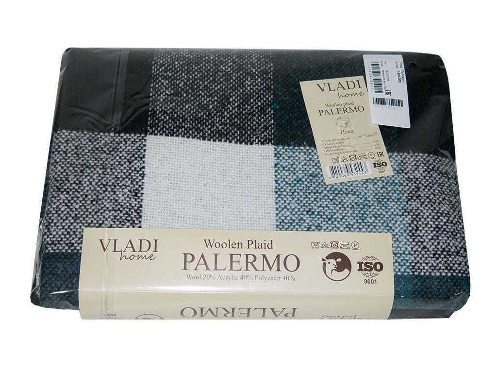 Плед шерстяной Vladi Палермо №8 Pictor полуторный Бело-черный (28092061)