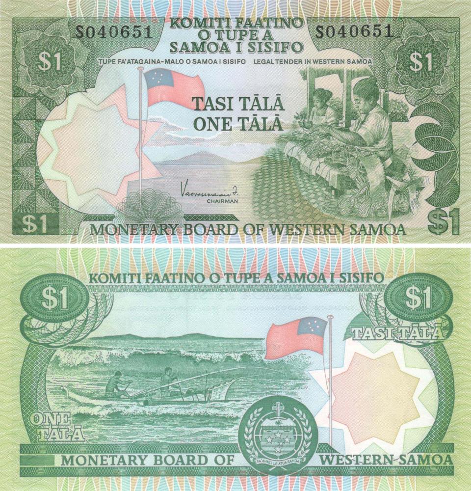 Коллекционная банкнота Самоа 1 тала 1980 UNC Самоа и Сисифо P19 (Б09105)