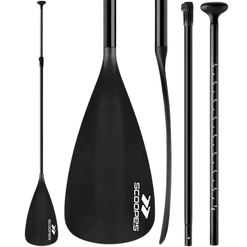 Весло складане для SUP та каяка Scoopes BLADE 165-225 см 4-секційне регульоване 2в1 Чорний (BLADE)