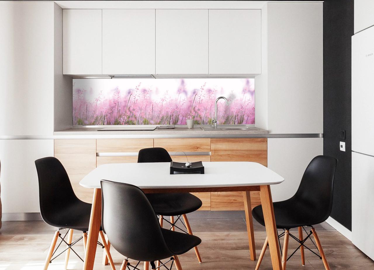 Кухонный фартук Луг из самоклеющейся виниловой пленки 60х250 см Розовый