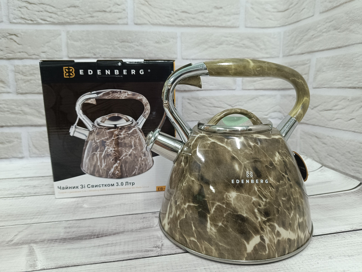 Чайник Edenberg со свистком 3 л из нержавеющей стали Brown (EB-1985) - фото 4 Чайник Edenberg со свистком 3 л из нержавеющей стали Brown (EB-1985) - фото 4