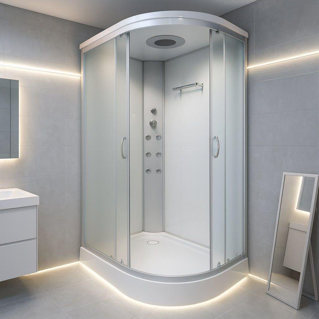 Душовий бокс з гідромасажем KO&PO 220 F 120х80х215 см на низькому піддоні лівосторонній матове скло (C15510)