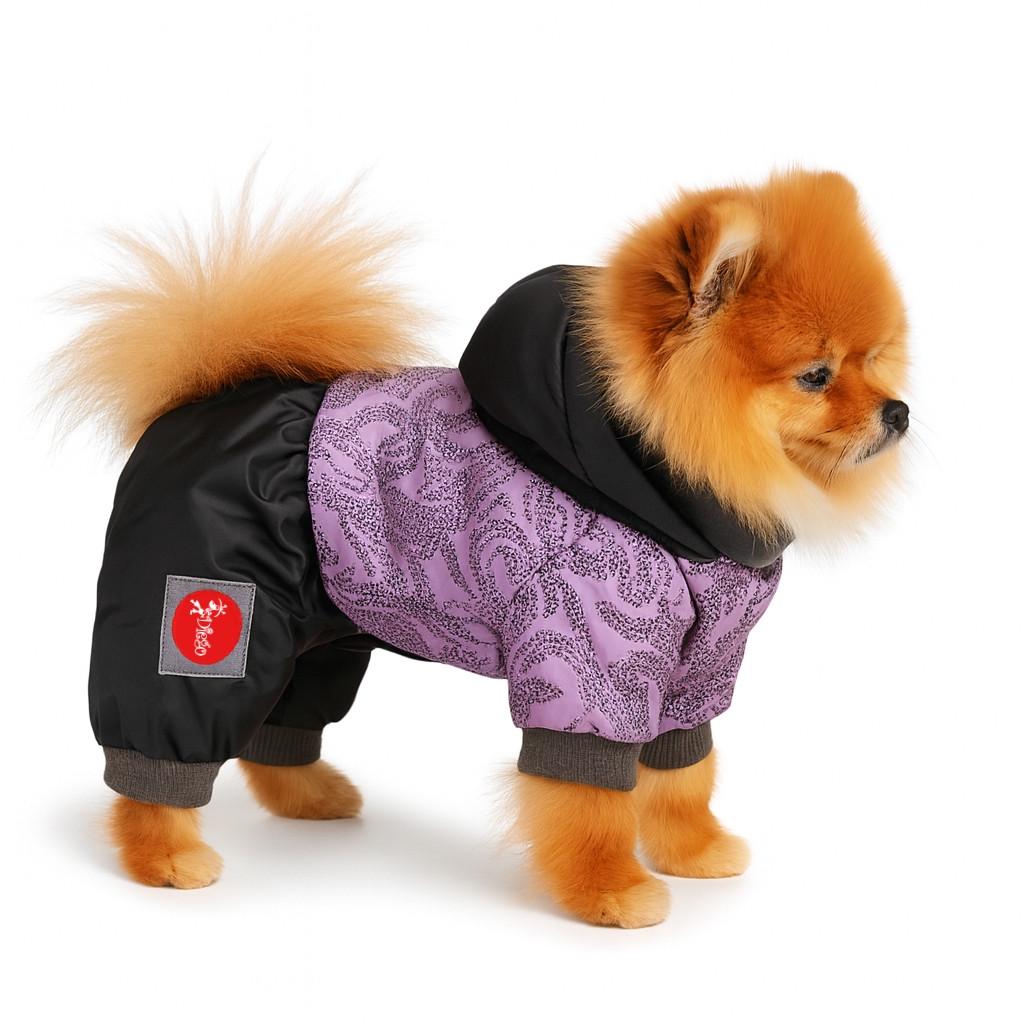 Комбінезон для собак дівчаток Diego Mini Snow на кнопках для дрібних порід S бузковий (118)