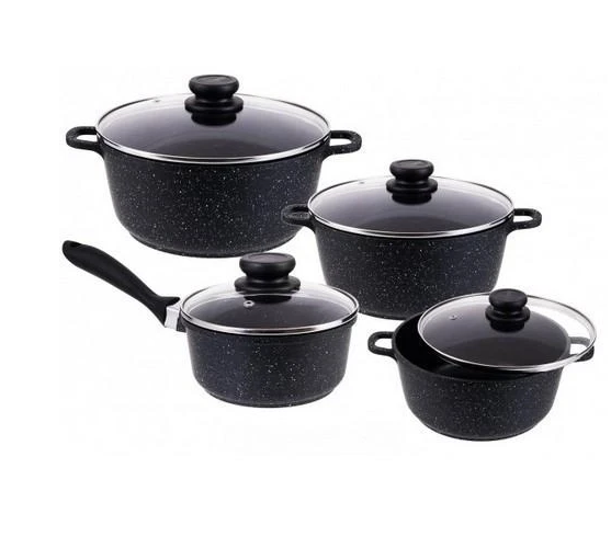 Набор кастрюль Edenberg EB-9180 с мраморным антипригарным покрытием 8 предметов Черный (EB-9180)