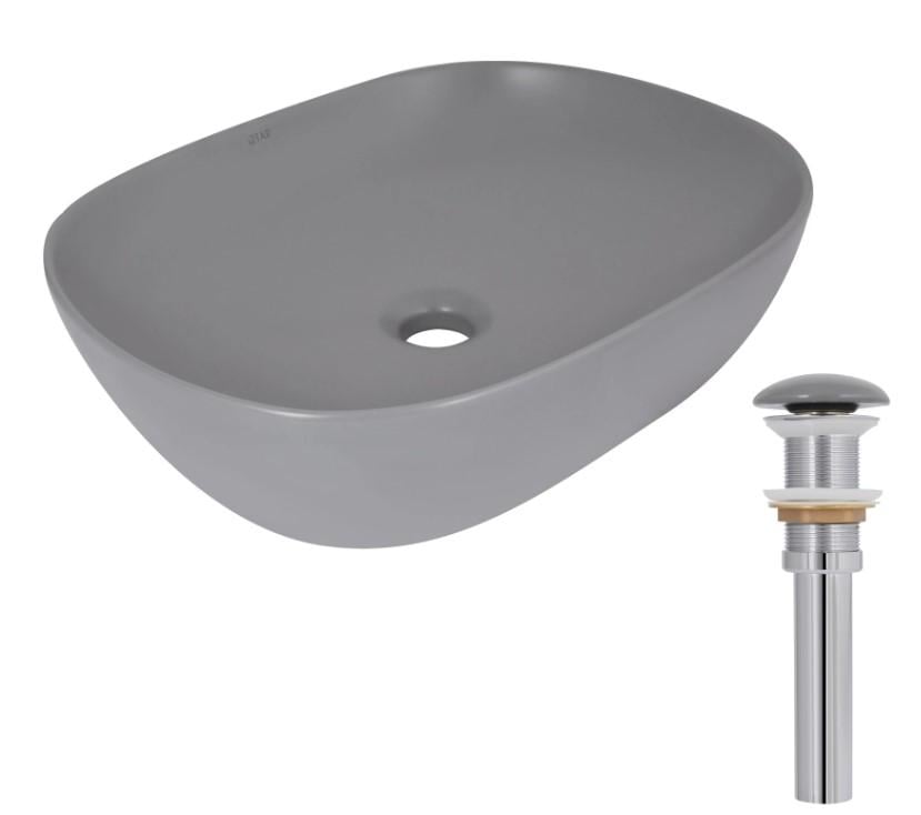 Раковина накладная прямоугольная Qtap Aquarius с донным клапаном Stone Grey (QTAQA188SG49780)