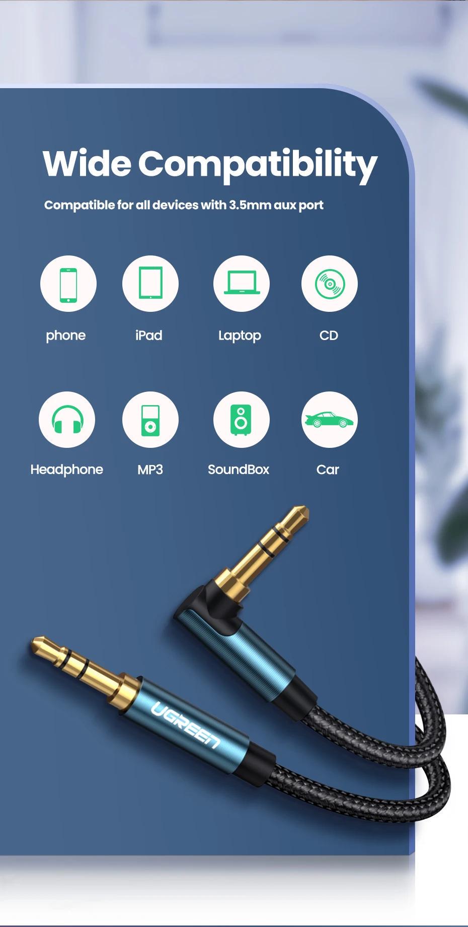 Кабель UGREEN 3.5 мм minijack стерео AUX TRS 3-пиновая нейлоновая оплетка 1,5 м Черный (60180) - фото 7 Кабель UGREEN 3.5 мм minijack стерео AUX TRS 3-пиновая нейлоновая оплетка 1,5 м Черный (60180) - фото 7