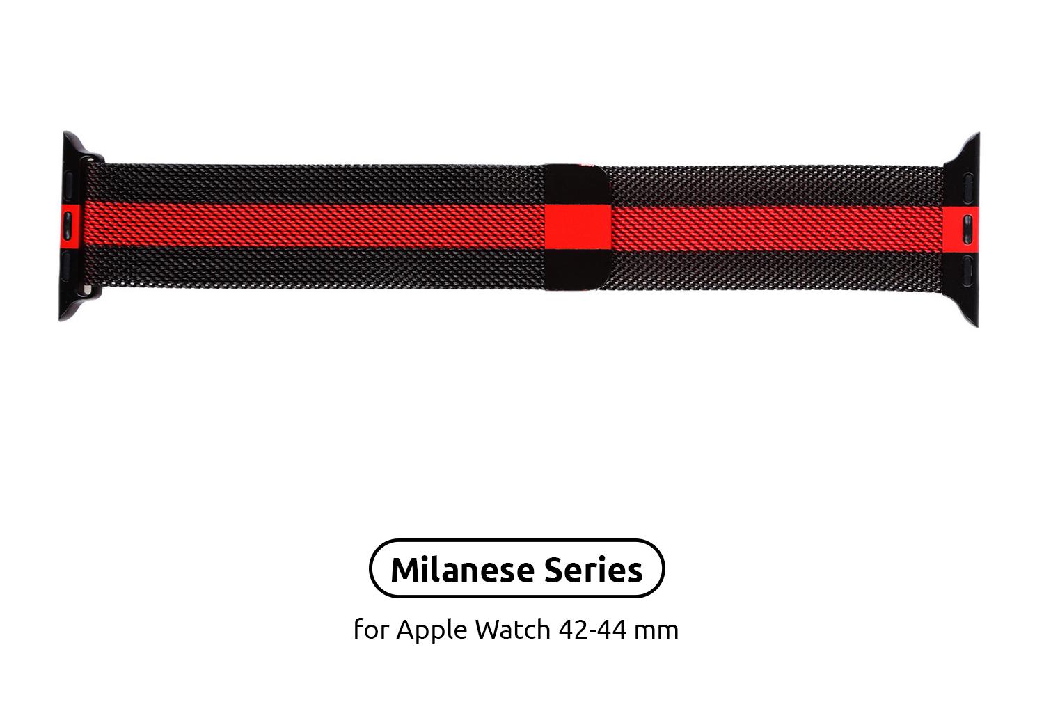 Ремешок для спортивных часов Armorstandart Milanese Loop Band для Apple Watch All Series 38-40 мм Black/Red (ARM54392) - фото 5