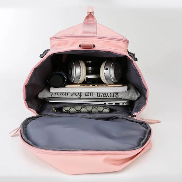 Спортивная сумка женская с отделом для обуви дорожная из нейлона 30 л Розовый - фото 8