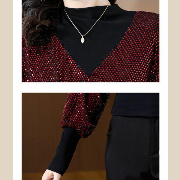 Блуза женская блестящая C00410-3 2XL Бордовый - фото 6 Блуза женская блестящая C00410-3 2XL Бордовый - фото 6