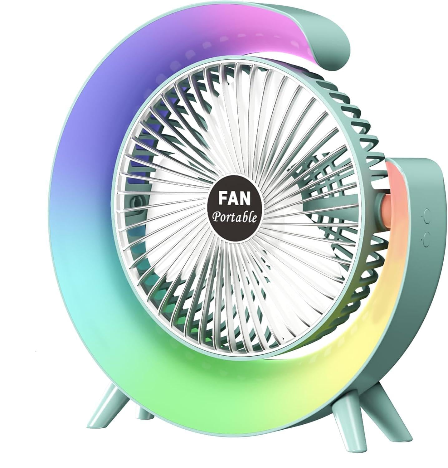 Вентилятор настольный портативный Mini fan-03 USB 3в1 с подсветкой 3 скорости (17133)