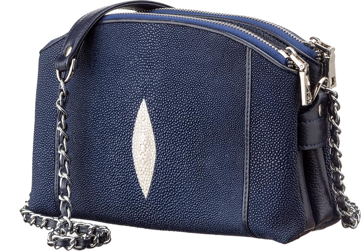 Сумка Stingray leather 18218 из натуральной кожи морского ската Синий