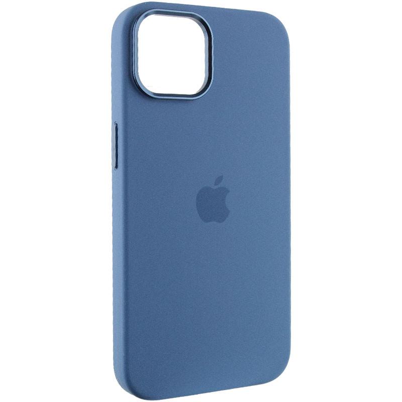 Противоударный чехол Silicone Case Metal Buttons (AA) для Apple iPhone 14 (6.1") Синий / Blue Jay