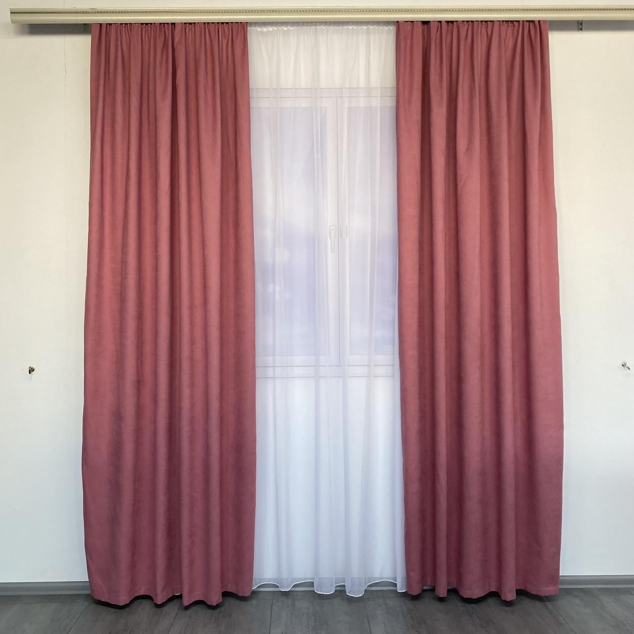 Шторы готовые однотонные микровелюр Розовый