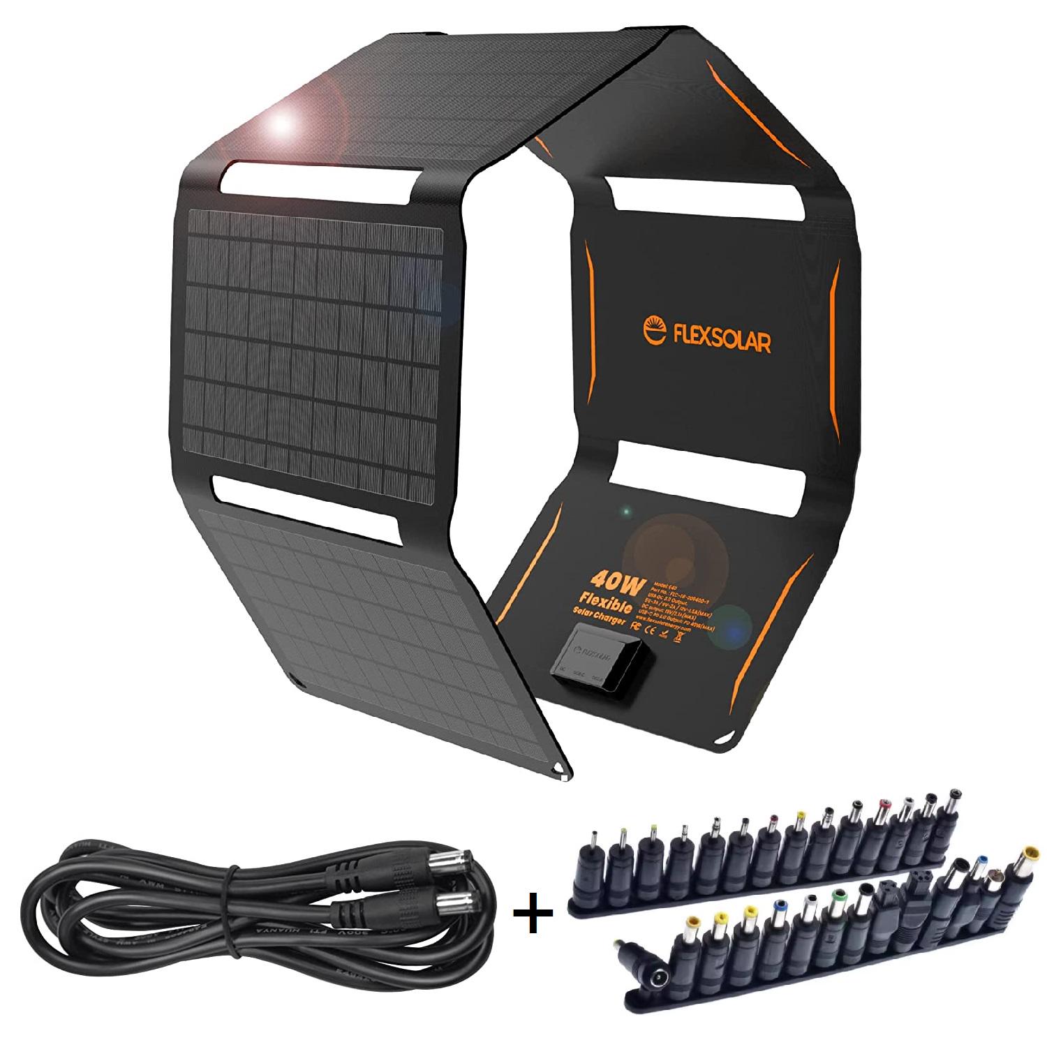 Сонячна панель складна FlexSolar 40W IP67 з кабелем DC5521 та набір перехідників Black (240710) - фото 16