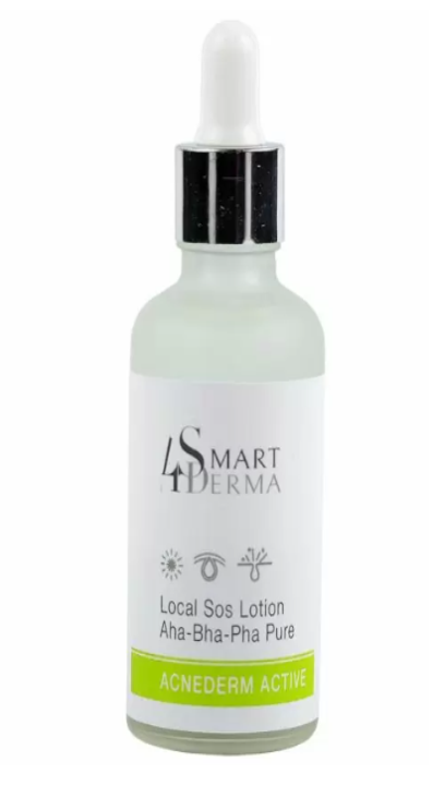 Присушка мультикислотная локальная Smart4Derma Local SOS Lotion АНА-BHA-PHA Pure Acne derm active 50 мл (410)