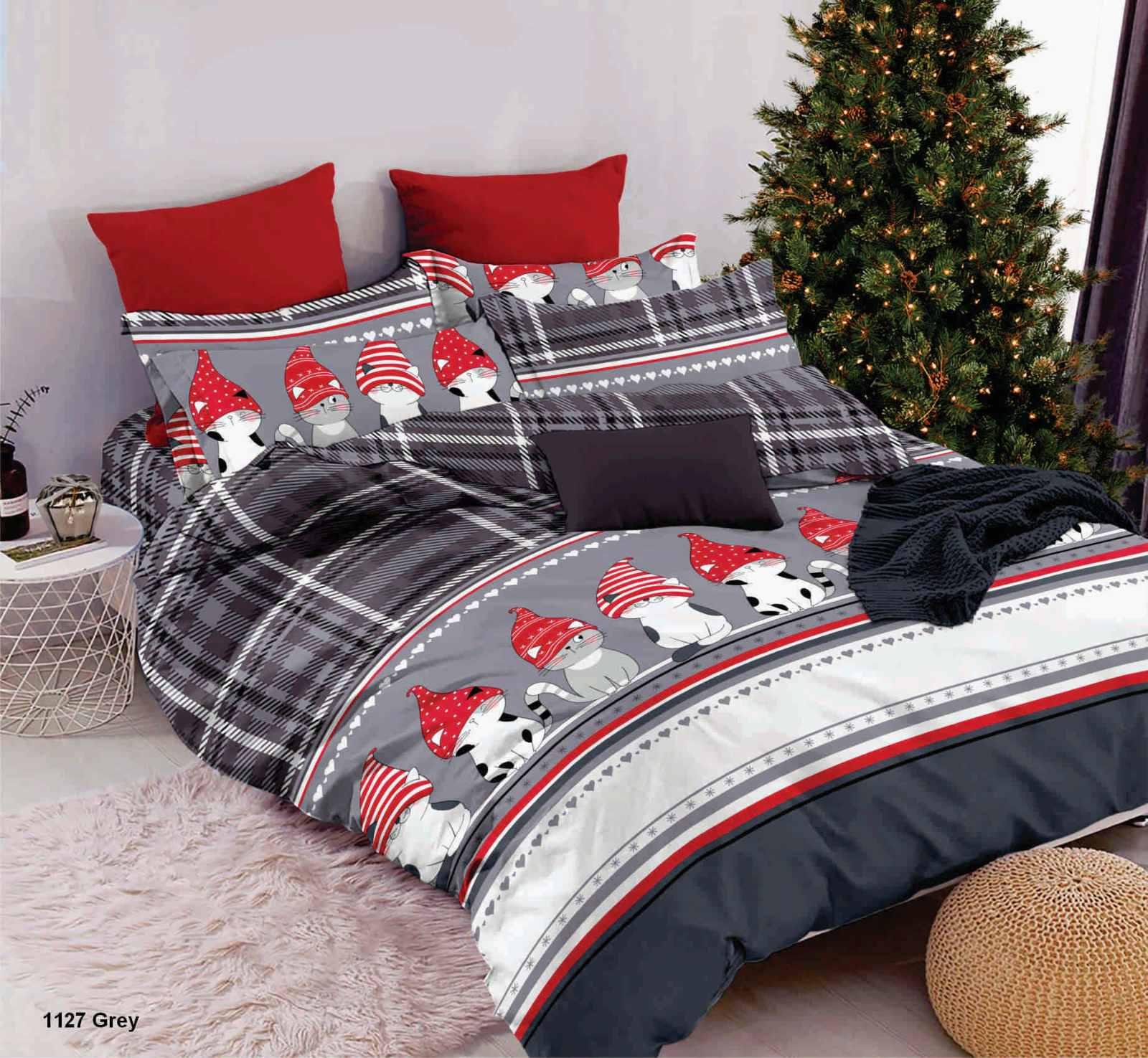 Комплект постільної білизни Новорічні Коти бязь голд люкс двоспальний 180х215 см Сірий (22382116) Комплект постільної білизни Новорічні Коти бязь голд люкс двоспальний 180х215 см Сірий (22382116)