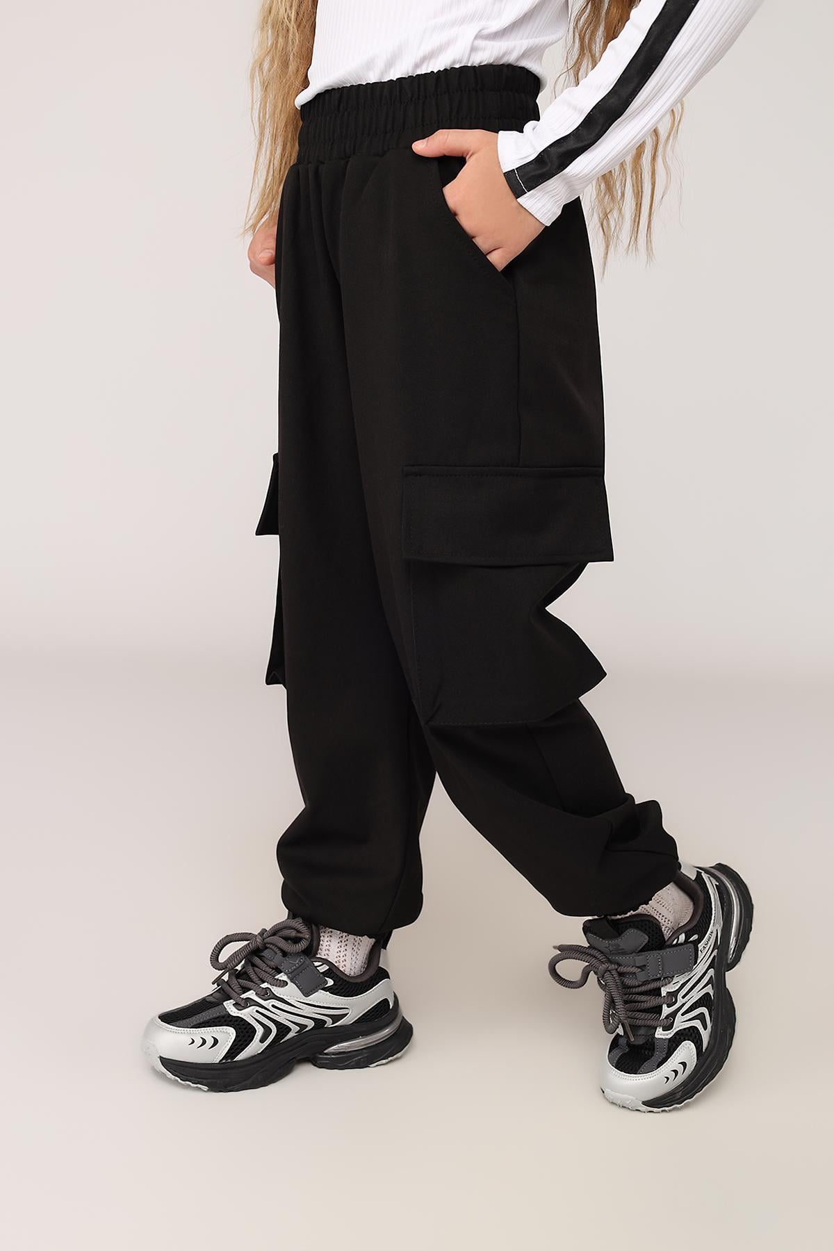 Джогеры для девочки ЦБ-00254991 152 см Черный (SKT001006423)