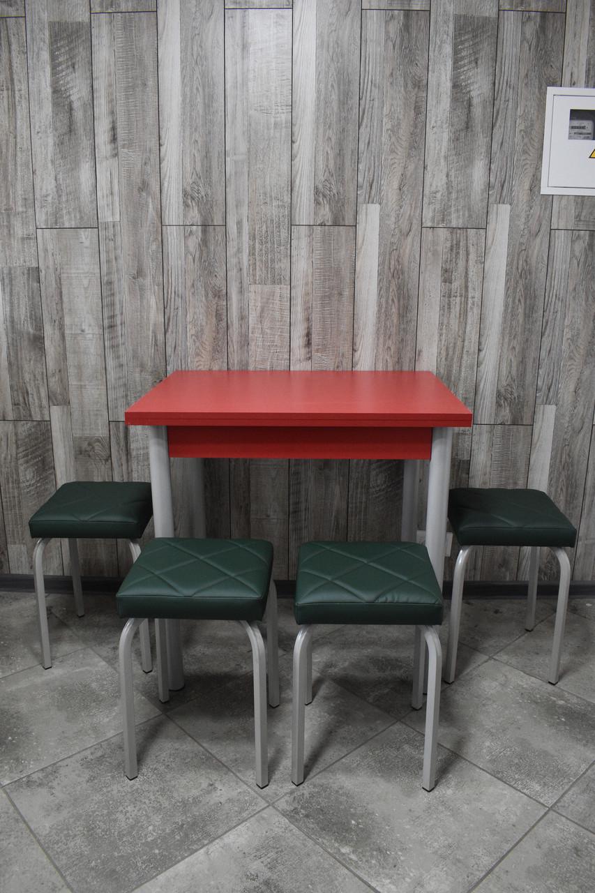 Кухонний комплект Оскар стіл розкладний/табурети 4 шт. Tutti Lux 60х80/80х120х75 см Червоний/Зелений (28375014)