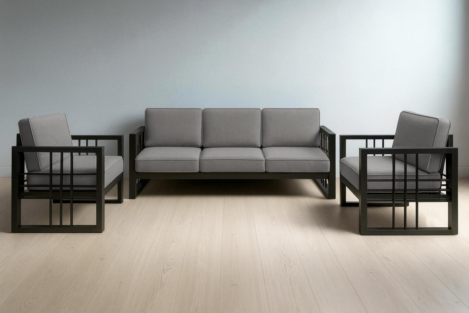 Комплект металлической мебели Tobi Sho Вердон/S12 рогожка с подушками 6 шт. 750х1600х700 мм Светло-серый/34