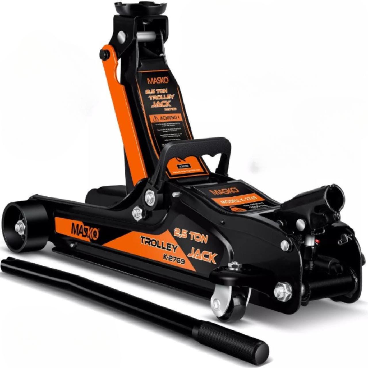 Домкрат гідравлічний автомобільний MASKO з маневровим домкратом 2,5 т Помаранчевий