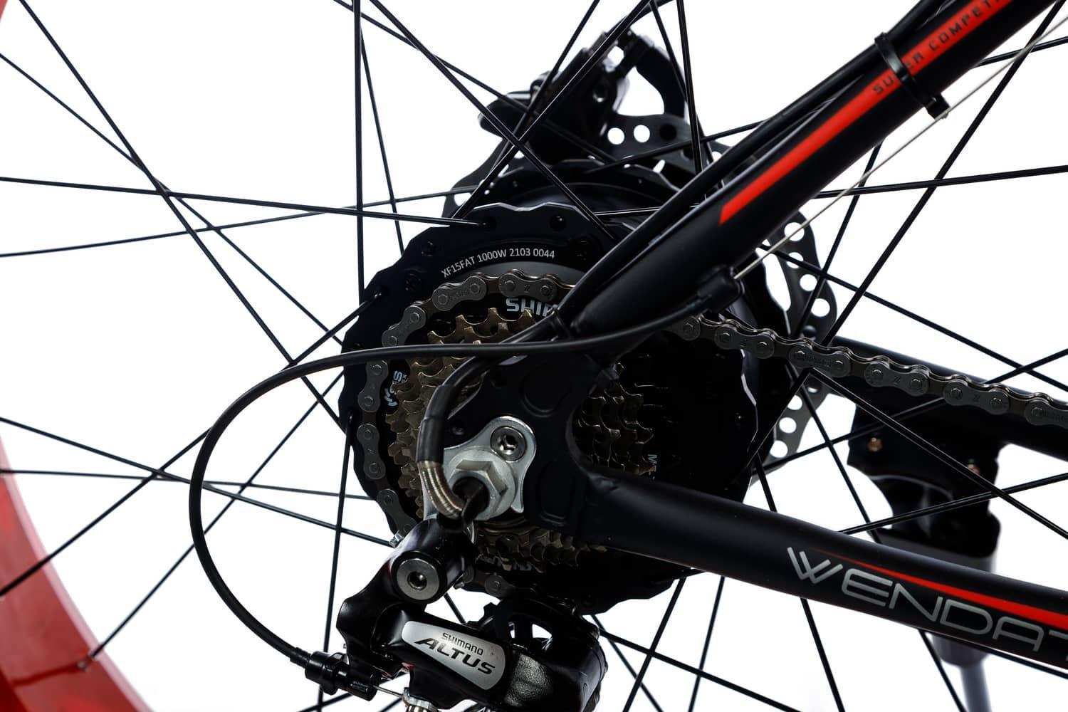 Електровелосипед фэтбайк Wendat c гідравлічними гальмами 26"/19" 48V 24Ah 1000W Чорно-червоний (EVFWCK) - фото 5 Електровелосипед фэтбайк Wendat c гідравлічними гальмами 26"/19" 48V 24Ah 1000W Чорно-червоний (EVFWCK) - фото 5
