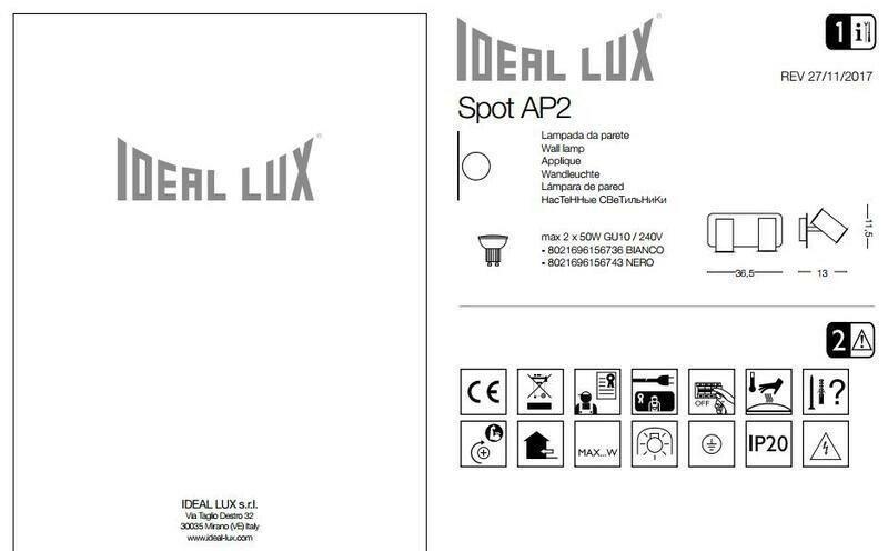 Спот Ideal Lux Spot AP2 Nero (156743-Ideal) - фото 2