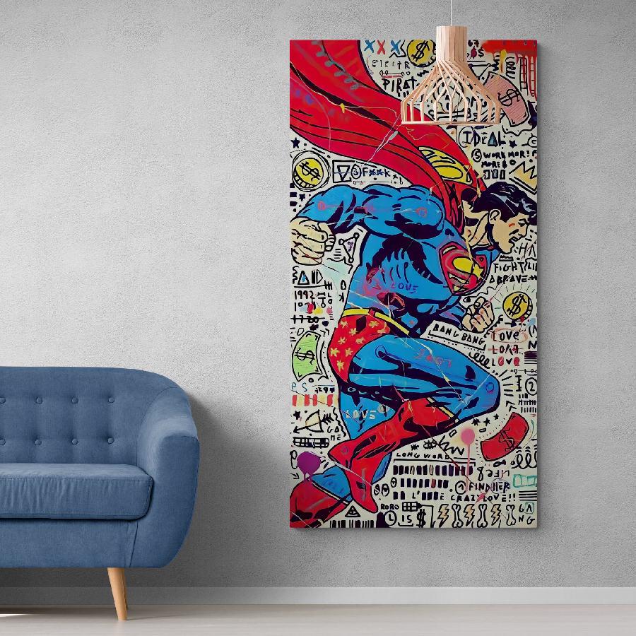 Картина на холсте HolstPrint Superman Супермен поп-арт 40х120 см (RK0006)