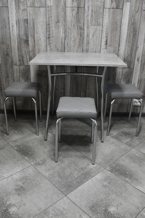 Кухонний комплект Tutty Lux Trio стіл/табурети 3 шт. в хром-каркасі 60х80х75 см Бетон/Сірий (28374630)